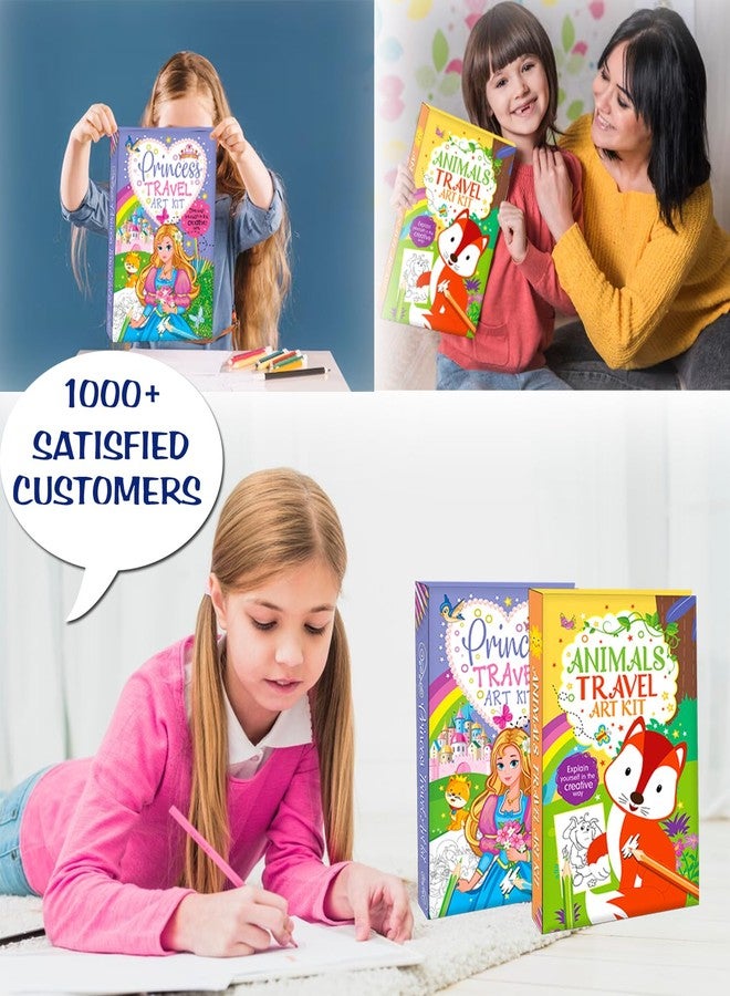 BRIJBASI Hello Friend Princess Travel Colouring Book Set and Art Kit With Black and White Sheets with 8 Full-Size Colour Pencils, 4+ yrs Old Kids - Image 5